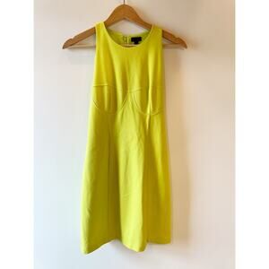 NWT NBD Electric Yellow Green Sleeveless Lined Full Zip Mini Dress Medium